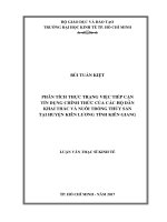 Phân tích thực trạng việc tiếp cận tín dụng chính thức của các hộ dân khai thác và nuôi trồng thủy sản tại huyện kiên lương, tỉnh kiên giang 