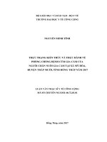 Thực trạng kiến thức và thực hành về phòng chống bệnh cúm gia cầm của người chăn nuôi gia cầm tại xã mỹ hòa, huyện tháp mười, tỉnh đồng tháp 