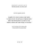 Nghiên cứu chất lượng cuộc sống và các yếu tố liên quan ở bệnh nhân điều trị methadone tại trung tâm phòng, chống HIV AIDS nghệ an năm 2016 