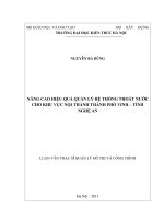 Nâng cao hiệu quả quản lý hệ thống thoát nước cho khu vực nội thành thành phố vinh – tỉnh nghệ an (tt) 