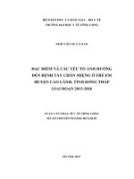 Đặc điểm và các yếu tố ảnh hưởng đến bệnh tay chân miệng ở trẻ em huyện cao lãnh, tỉnh đồng tháp giai đoạn 2013 đến 2016 