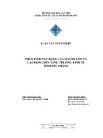 PHÂN TÍCH tác ĐỘNG của NGUỒN vốn và LAO ĐỘNG đến TĂNG TRƯỞNG KINH tế TỈNH sóc TRĂNG 