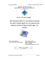 MỨC độ hài LÒNG của DU KHÁCH nội địa về CHẤT LƯỢNG DỊCH vụ của KHÁCH sạn HOÀNG TUYÊN ở THỊ xã CHÂU đốc   AN GIANG 