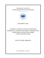 Tác động của tiếp cận tín dụng tới thu nhập hộ trồng lúa tại huyện giồng riềng, tỉnh kiên giang trường hợp ngân hàng nông nghiệp và phát triển nông thôn 