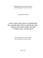 Chất lượng cuộc sống của bệnh nhân thalassemia điều trị tại viện huyết học truyền máu trung ương năm 2016 và một số yếu tố liên quan 