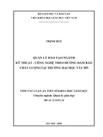 Quản lý đào tạo ngành kỹ thuật – công nghệ theo hướng đảm bảo chất lượng tại trường đại học tây đô tt
