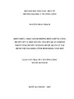 Kiến thức, thực hành phòng biến chứng tăng huyết áp và một số yếu tố liên quan ở bệnh nhân tăng huyết áp đang được quản lý tại bệnh viện đa khoa tỉnh bình định 