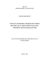 Đánh giá chi phí điều trị bệnh nhân nhiễm HIV AIDS tại các phòng khám ngoại trú   tỉnh đồng tháp giai đoạn 2013 đến 2015 
