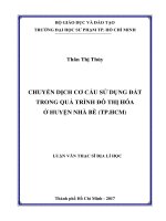 Chuyển dịch cơ cấu sử dụng đất trong quá trình đô thị hóa ở huyện Nhà Bè (TP.HCM) (Luận văn thạc sĩ)