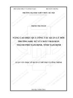 Nâng cao hiệu quả công tác quản lý môi trường khu xử lý chất thải rắn thành phố nam định, tỉnh nam định (tt) 