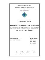 PHÂN TÍCH các NHÂN tố ẢNH HƯỞNG HÀNH VI NGƯỜI TIÊU DÙNG XE máy HONDA tại THÀNH PHỐ cần THƠ 