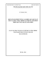 Một số giải pháp nâng cao hiệu quả quản lý chất lượng công trình tại trung tâm phát triển quỹ đất quận long biên (tt) 