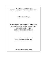 Nghiên cứu đặc điểm lí, hóa học của đất dưới thảm thực vật ven sông Cửa Tiểu thuộc tỉnh Tiền Giang (Luận văn thạc sĩ)