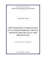 Phân tích hành vi vi phạm về thuế của các doanh nghiệp qua công tác thanh tra, kiểm tra tại cục thuế tỉnh kiên giang 