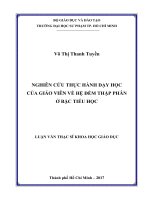 Nghiên cứu thực hành dạy học của giáo viên về hệ đếm thập phân ở bậc Tiểu học (Luận văn thạc sĩ)