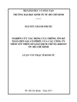 Nghiên cứu tác động của thông tin kế toán đến giá cổ phiếu của các công ty niêm yết trên sở giao dịch chứng khoán TP  hồ chí minh 