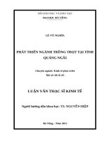 PHÁT TRIỂN NGÀNH TRỒNG TRỌT tại TỈNH QUẢNG NGÃI