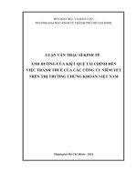 Ảnh hưởng của kiệt quệ tài chính đến việc tránh thuế của các công ty niêm yết trên thị trường chứng khoán việt nam 
