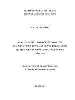 Đánh giá sự hài lòng đối với công việc của nhân viên y tế và một số yếu tố liên quan tại bệnh viện đa khoa lương tài, bắc ninh 