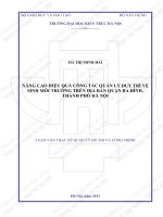 Nâng cao hiệu quả công tác quản lý duy trì vệ sinh môi trường trên địa bàn quận ba đình, thành phố hà nội (tt) 