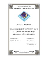 HOẠCH ĐỊNH CHI n lược xây DỰNG và QUẢNG bá THƯƠNG HIỆU KHÓM cầu đúc – hậu GIANG 