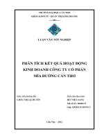 PHÂN TÍCH kết QUẢ HOẠT ĐỘNG KINH DOANH CÔNG TY cổ PHẦN mía ĐƯỜNG cần THƠ 