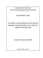 Tác động của quản trị vốn luân chuyển đến khả năng sinh lợi của các công ty niêm yết tại thị trường chứng khoán việt nam 