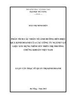 PHÂN TÍCH các NHÂN tố ẢNH HƯỞNG đến HIỆU QUẢ KINH DOANH của các CÔNG TY NGÀNH vật LIỆU xây DỰNG NIÊM yết TRÊN THỊ TRƯỜNG CHỨNG KHOÁN VIỆT NAM