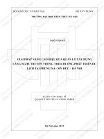 Giải pháp nâng cao hiệu quả quản lý xây dựng làng nghề truyền thống theo hướng phát triển du lịch tại phùng xá   mỹ đức – hà nội (tt) 