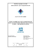 NÂNG CAO HIỆU QUẢ QUẢN TRỊ rủi RO tín DỤNG tại NGÂN HÀNG THƯƠNG mại cổ PHẦN á CHÂU – CHI NHÁNH AN GIANG 