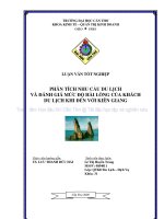 PHÂN TÍCH NHU cầu DU LỊCH và ĐÁNH GIÁ mức độ hài LÒNG của KHÁCH DU LỊCH KHI đến với KIÊN GIANG 
