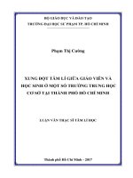 Xung đột tâm lí giữa giáo viên và học sinh ở một số trường THCS tại TPHCM (Luận văn thạc sĩ)