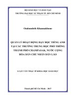 Quản lý hoạt động dạy học tiếng Anh ở các Trường trung học phổ thông tại thành phố Chapasak Nước Cộng hòa Dân chủ Nhân dân Lào (Luận văn thạc sĩ)
