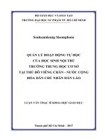 Quản lý hoạt động tự học của học sinh nội trú trường trung học cơ sở tại thủ đô Viêng Chăn  Nước Cộng hòa Dân chủ Nhân dân Lào (Luận văn thạc sĩ)