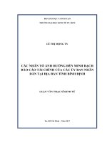 Các nhân tố ảnh hưởng đến minh bạch báo cáo tài chính của các ủy ban nhân dân tại địa bàn tỉnh bình định 