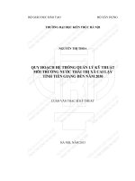 Quy hoạch hệ thống quản lý kỹ thuật môi trường nước thải thị xã cai lậy tỉnh tiền giang đến năm 2030 (tt) 