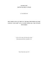 PHÁT TRIỂN NĂNG LỰC HỢP TÁC CHO HỌC SINH TRONG DẠY HỌC CHƯƠNG “CHẤT KHÍ” VẬT LÝ 10 THPT THÔNG QUA VIỆC SỬ DỤNG THÍ NGHIỆM