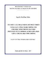 Tổ chức các hoạt động để phát triển năng lực công nghệ thông tin cho học sinh trong dạy học phần dẫn xuất Hidrocacbon hóa học lớp 11 trung học phổ thông (Luận văn thạc sĩ)