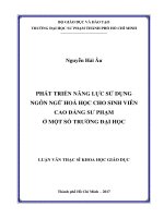 Phát triển năng lực sử dụng ngôn ngữ hóa học cho sinh viên cao đẳng sư phạm ở một số trường Đại học (Luận văn thạc sĩ)