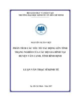 Phân tích các yếu tố tác động lên tình trạng nghèo của các hộ gia đình tại huyện vân canh, tỉnh bình định 