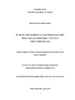 SỬ DỤNG THÍ NGHIỆM TỰ TẠO TRONG DẠY HỌC PHẦN “QUANG HÌNH HỌC” VẬT LÍ 11 THPT CHDCND LÀO