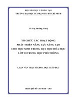Tổ chức các hoạt động phát triển năng lực sáng tạo cho học sinh trong dạy học Hóa học lớp 10 trung học phổ thông (Luận văn thạc sĩ)