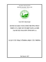 Đánh giá khả năng sinh trưởng phát triển của một số tổ hợp ngô lai mới tại huyện mai sơn tỉnh sơn la 