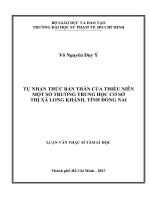 Tự nhận thức bản thân của thiếu niên một số trường trung học cơ sở thị xã Long Khánh, tỉnh Đồng Nai (Luận văn thạc sĩ)