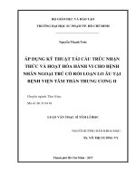 Áp dụng kỹ thuật tái cấu trúc nhận thức và hoạt hóa hành vi cho bệnh nhân ngoại trú có rối loạn lo âu tại bệnh viện Tâm thần Trung ương II (BVTTTƯII) (Luận văn thạc sĩ)
