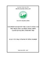 Giải pháp giải quyết việc làm và nâng cao thu nhập cho lao động nông thôn tại huyện hạ hòa tỉnh phú thọ 