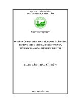 Nghiên cứu đặc điểm dịch tễ, bệnh lý lâm sàng bệnh ve, ghẻ ở chó tại huyện Tân Yên, tỉnh Bắc Giang và biện pháp điều trị (Luận văn thạc sĩ)