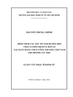 Phân tích các nhân tố ảnh hưởng đến chất lượng dịch vụ bán lẻ tại ngân hàng TMCP công thương việt nam chi nhánh cần thơ 