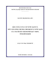 Khả năng cung cấp nước sạch và mức sẵn lòng chi trả cho dịch vụ nước sạch của người dân thành phố quy nhơn, tỉnh bình định 