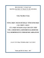 Tổng hợp, thăm dò hoạt tính sinh học các phức chất của một số kim loại chuyển tiếp với 4 dimethylaminobenzaldehydeN(4)morpholinylthiosemicarbazone (Luận văn thạc sĩ)